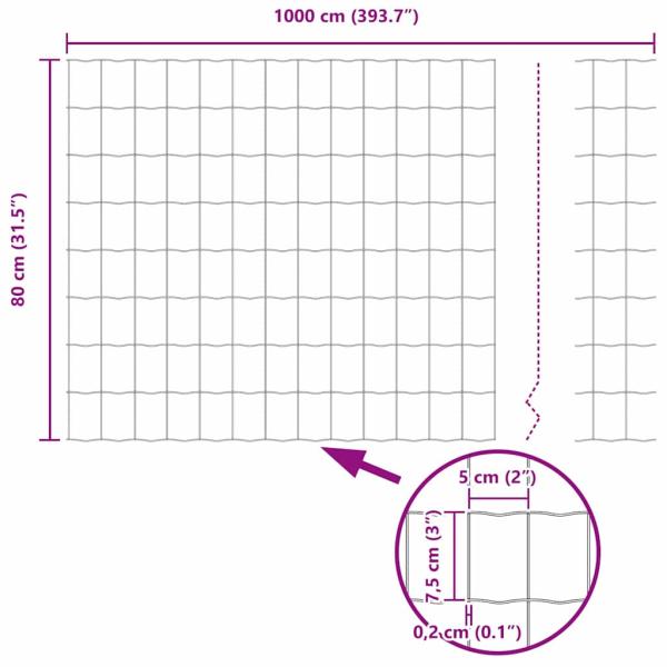Euro Zaun mit 5 U-Pfosten Grau 0,8x10 m Stahl