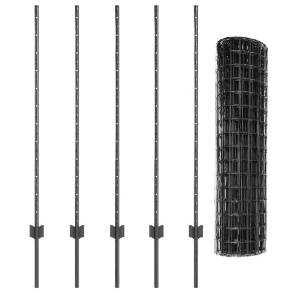 Euro Zaun mit 10 U-Posten Grau 1,2x10 m Stahl