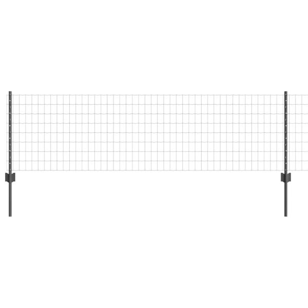 Euro-Zaun mit 11 U-Posten Grau 0,6x25 m Stahl
