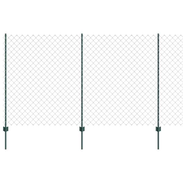 Kettenzaun mit 10 U-Pfosten Grün 1.4x10 m Stahl