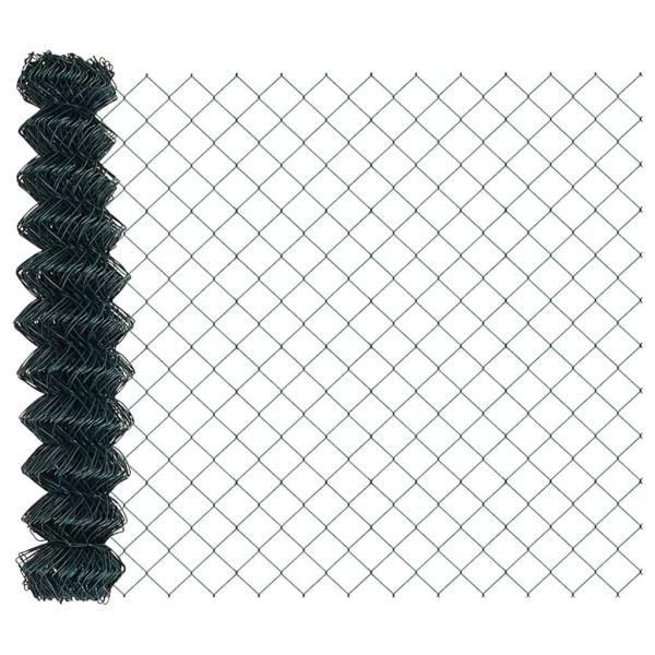 Kettenzaun mit 10 U-Pfosten Grün 1.4x10 m Stahl
