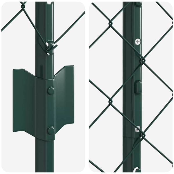 Kettenzaun mit 10 U-Pfosten Grün 1.4x10 m Stahl