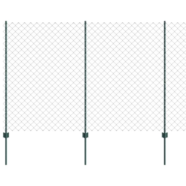 Kettenzaun mit 10 U-Pfosten Grün 1,5x10 m Stahl