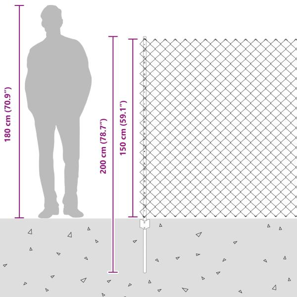 Kettenzaun mit 10 U-Pfosten Grün 1,5x10 m Stahl