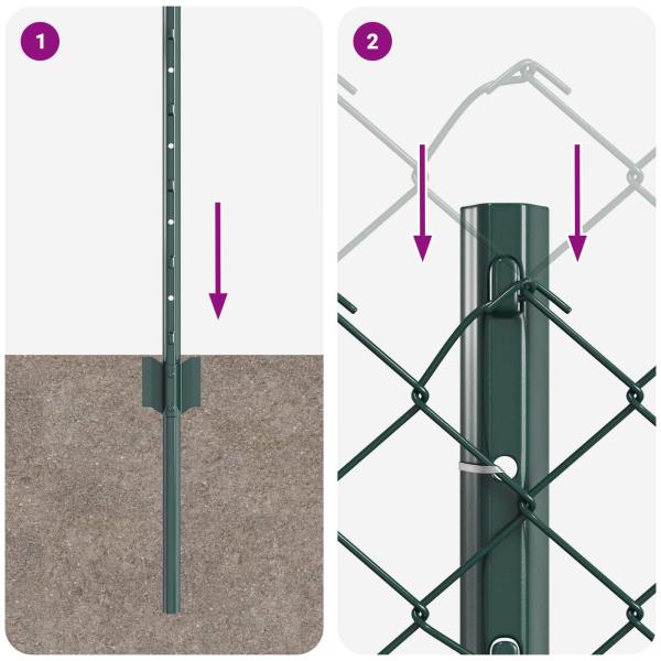 Kettenzaun mit 22 U-Posts Grün 0,4x25 m aus Stahl