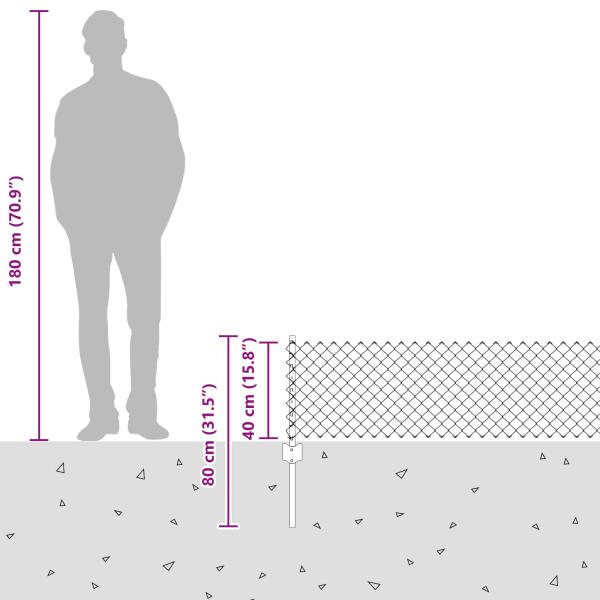 Kettenzaun mit 22 U-Posts Grün 0,4x25 m aus Stahl