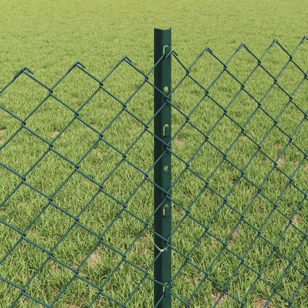 Kettenschutz Zaun mit 22 U Pfosten Grün 0,6x25 m Stahl