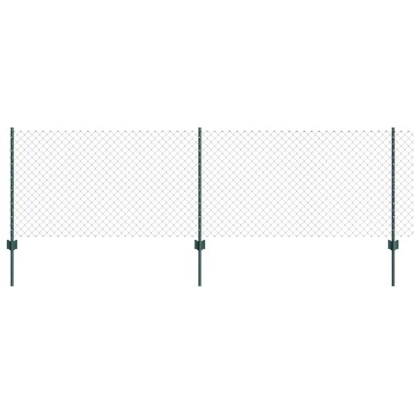 Kettenzaun mit 22 U-Pfosten Grün 0,8x25 m Stahl