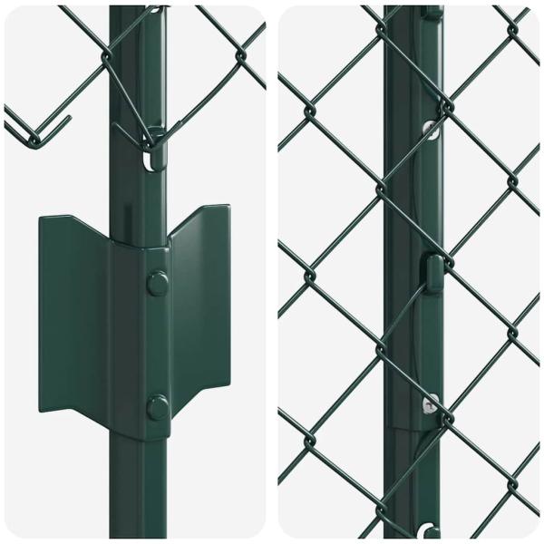 Kettenzaun mit 22 U-Pfosten Grün 1x25 m Stahl