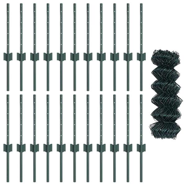 Drahtzaun mit 22 U-Posts Grün 0.4x25 m Stahl