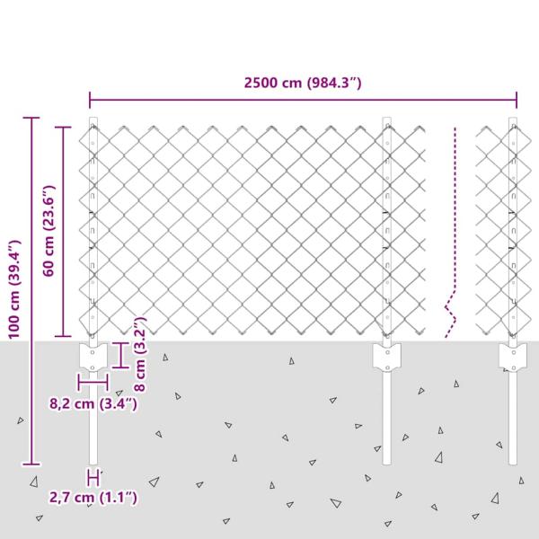 Drahtzaun mit 22 U-Pfosten Grün 0.6x25 m Stahl