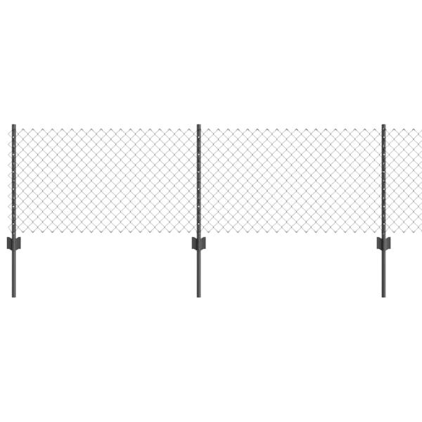 Drahtzaun mit 10 U-Pfosten Grau 0,6x10 m Stahl