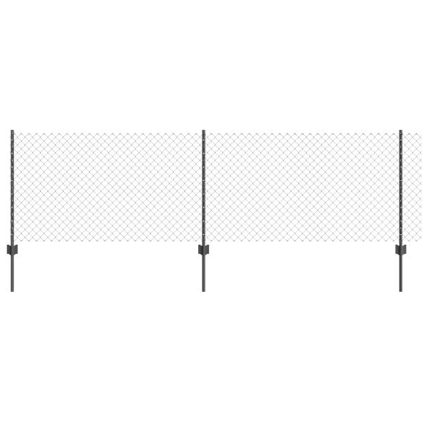 Drahtzaun mit 10 U-Pfosten Grau 0.8x10 m Stahl