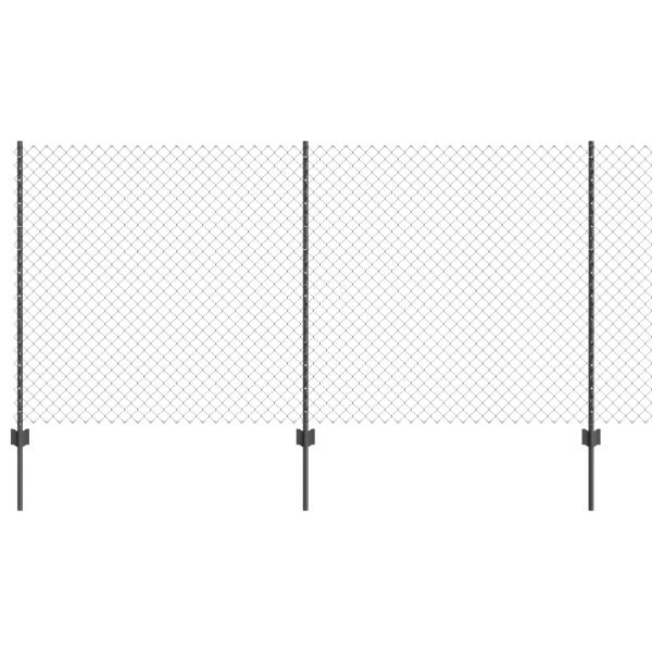 Kettenzaun mit 20 U-Pfosten Grau 1,2x10 m Stahl