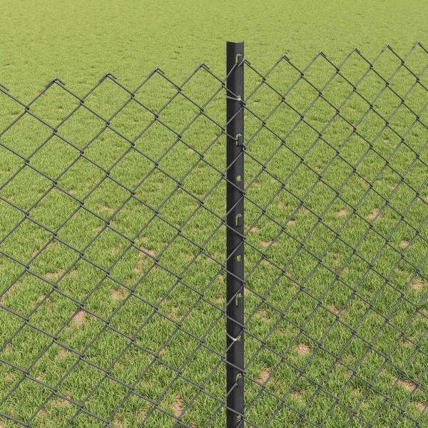 Kettengliedzaun mit 20 U-Pfosten grau 1,4x10 m Stahl