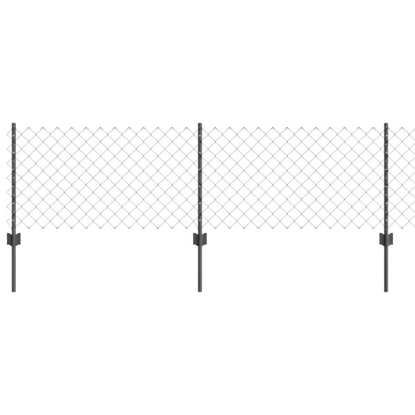 Drahtzaun mit 10 U Pfosten Grau 0,6x10 m Stahl