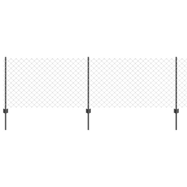 Kettengitterzaun mit 10 U-Pfosten Grau 0.8x10 m Stahl