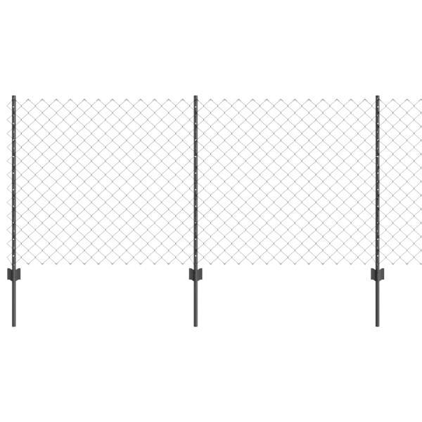 Kettenzaun mit 20 U-Posten Grau 1x10 m Stahl