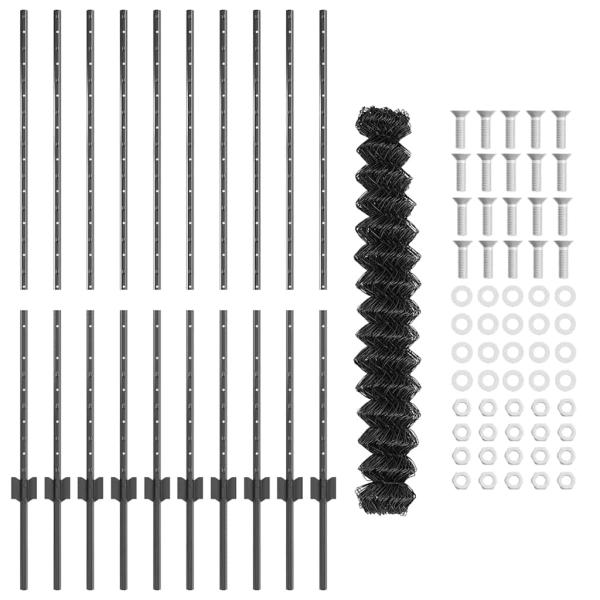 Drahtzaun mit 20 U-Pfosten Grau 1,2x10 m Stahl