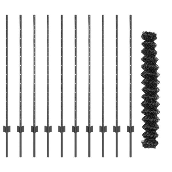 Drahtzaun mit 20 U-Pfosten Grau 1,2x10 m Stahl