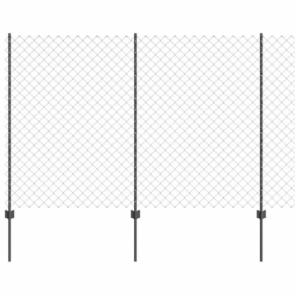 Kettengliedzaun mit 20 U-Posten Grau 1,6x10 m Stahl