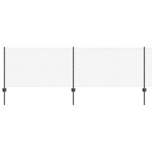 Kettengliedzaun mit 22 U Pfosten Grau 0.8x25 m Stahl
