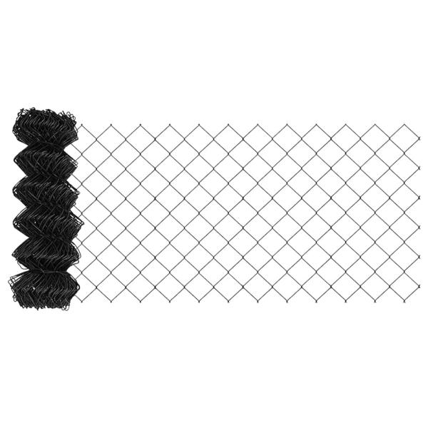 Kettengliedzaun mit 22 U Pfosten Grau 0.8x25 m Stahl