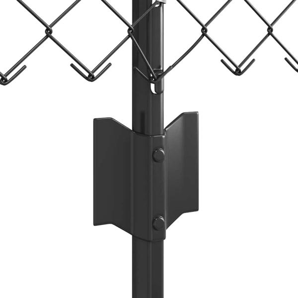 Kettengliedzaun mit 22 U Pfosten Grau 0.8x25 m Stahl