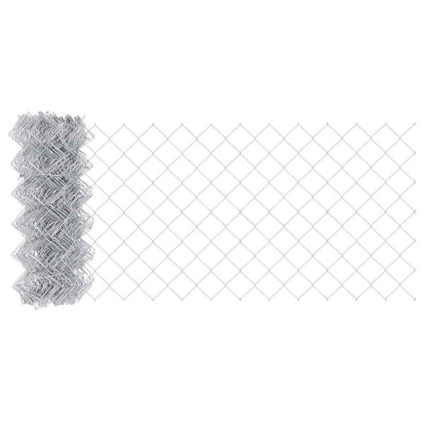 Kettengitterzaun mit 10 U-Posts Silber 0,4x10 m Stahl