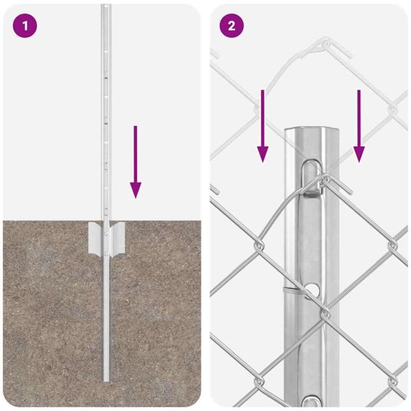 Kettenzaun mit 10 U-Posts Silber 0.6x10 m Stahl
