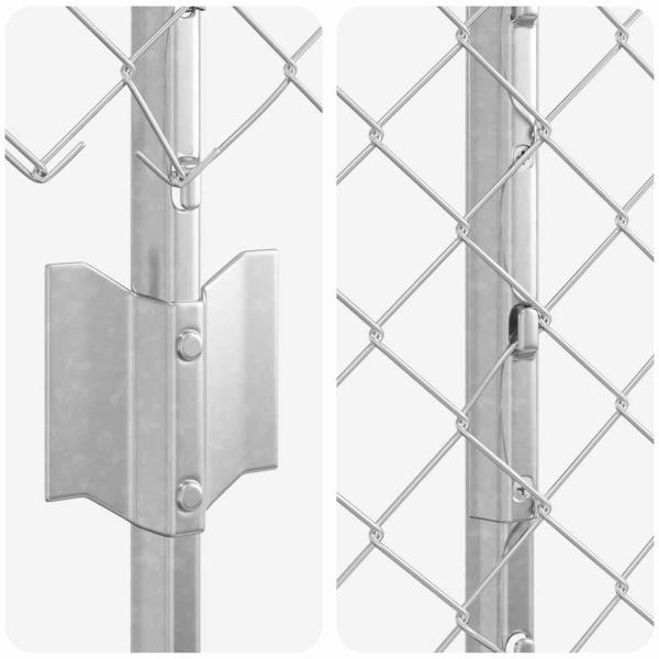 Kettenschlosszaun mit 20 U-Posten Silber 1,5x10 m Stahl