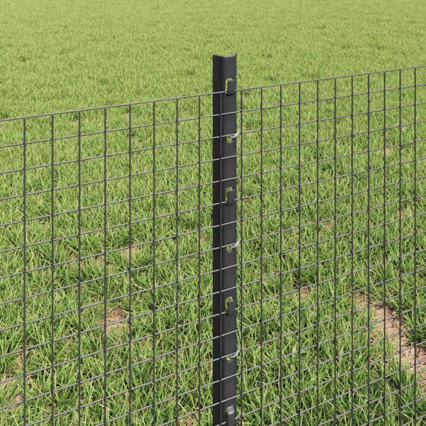 Geschweißter Drahtzaun mit 22 U Pfosten Grau 0,4x50 m Stahl