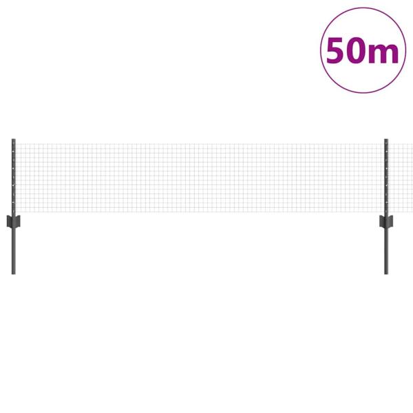 Geschweißter Drahtzaun mit 22 U-Pfosten Grau 0.4x50 m Stahl
