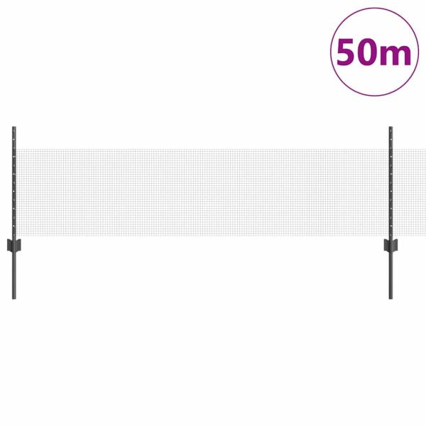 Geschweißter Drahtzaun mit 22 U-Pfosten grau 0.5x50 m Stahl