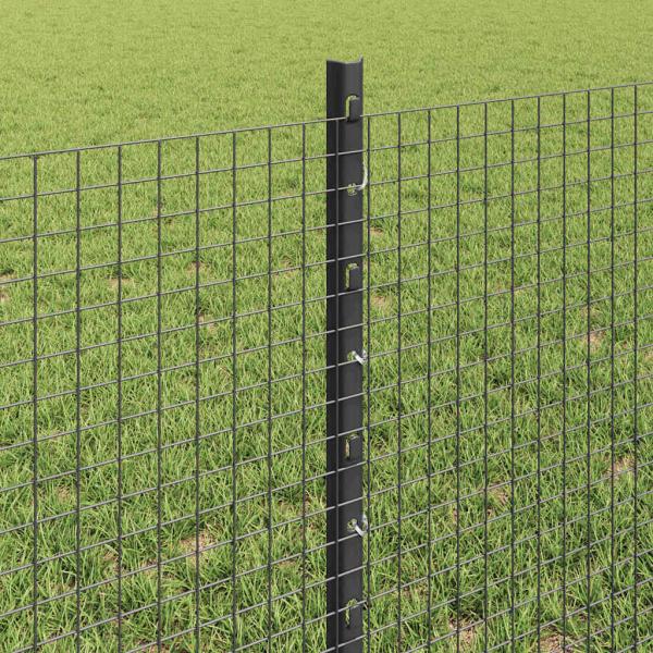 Schweißdrahtzaun mit 22 U-Posten Grau 0,6x50 m Stahl