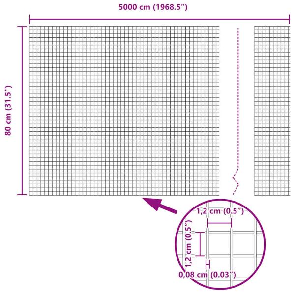 Geschweißter Drahtzaun mit 22 U-Posten Grau 0,8x50 m Stahl