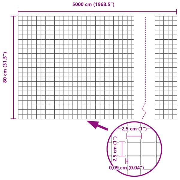 Schweißdrahtzaun mit 22 U-Posts Grau 0.8x50 m Stahl