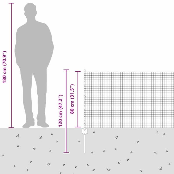 Schweißdrahtzaun mit 22 U-Posts Grau 0.8x50 m Stahl