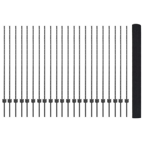 Schweißgitterzaun mit 44 U-Posts Grau 1.4x50 m Stahl