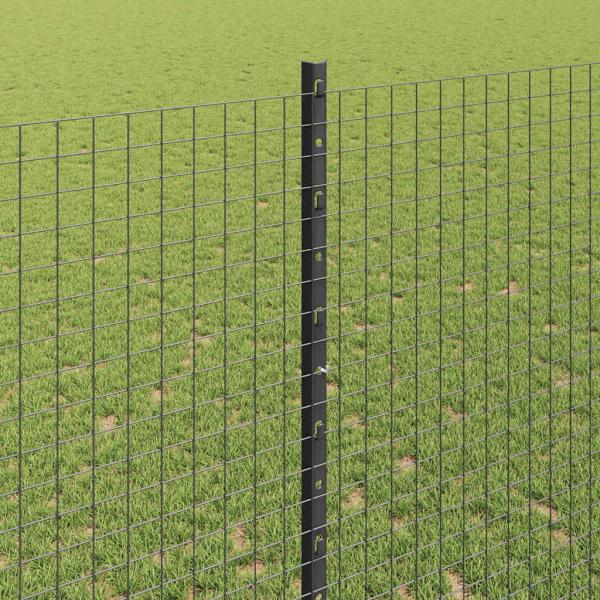 Schweißdrahtzaun mit 44 U-Pfosten Grau 1.4x50 m Stahl