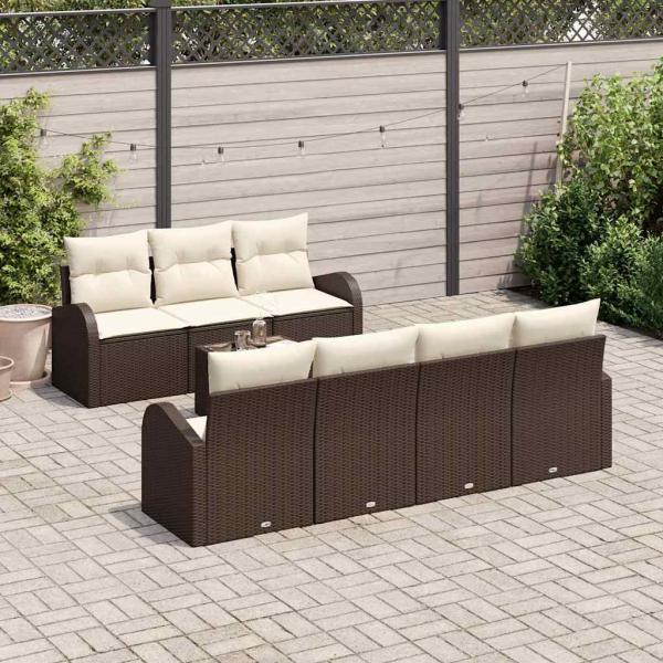 Gartensofa-set 8 stk. Braun Poly-Rattan