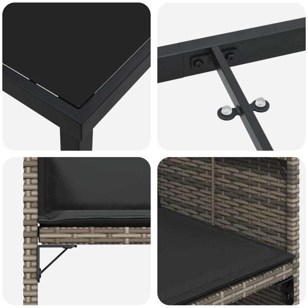 5-teiliges Gartenmöbel-Set mit Kissen Graues Poly-Rattan