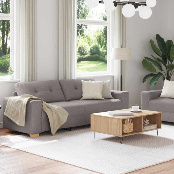 2-teiliges Sofa Set mit Kissen aus taupe Stoff