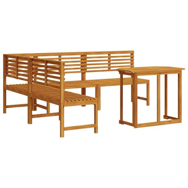 4-teiliges Akazienholz Garten Esstisch Set
