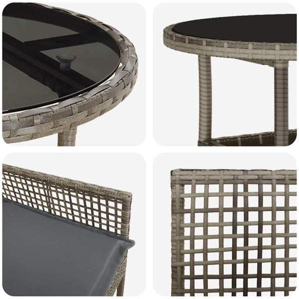 5-teiliges Garten Esszimmer Set Grau Poly Rattan