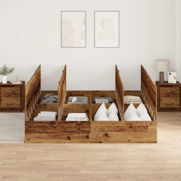 Stauraum-Bettgestell Altholz 200x200 cm