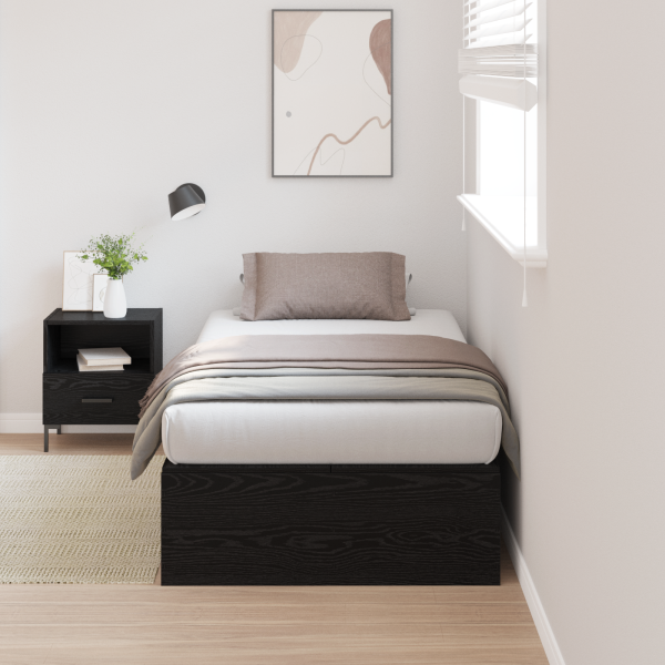 Stauraumbett Schwarz Eiche 75x190 cm Konstruierter Holz