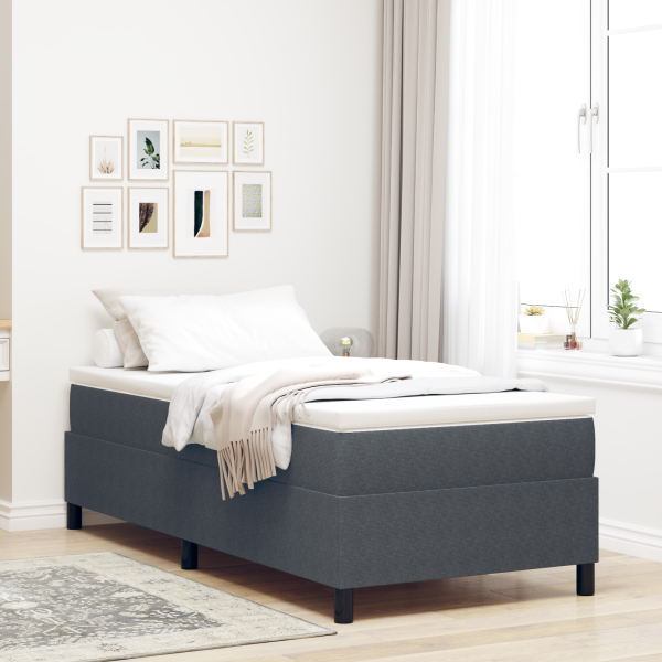 Boxspringbett Dunkelgrau und Weiß 90 x 200 cm Cordstoff