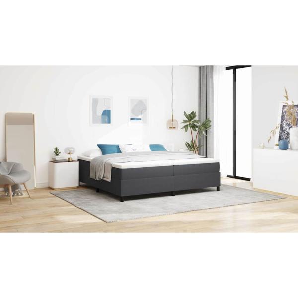 Boxspringbett Dunkelgrau und Weiß 200 x 200 cm Cordstoff