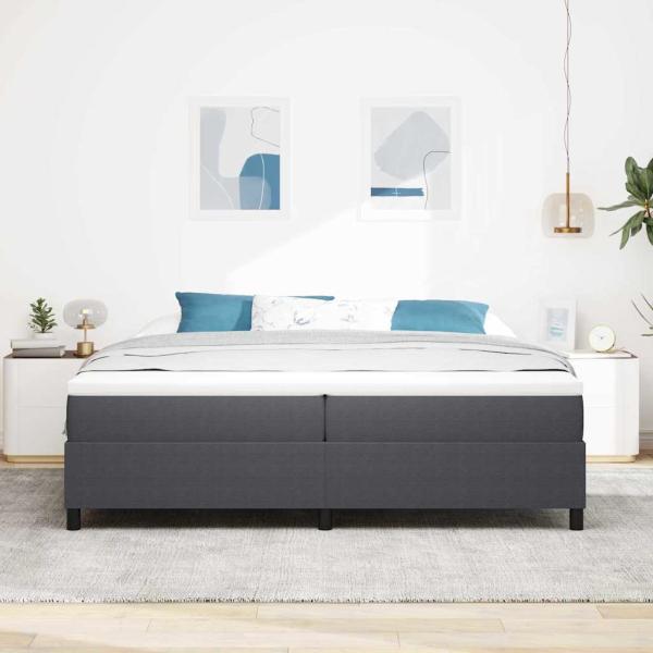 Boxspringbett Dunkelgrau und Weiß 200 x 200 cm Cordstoff